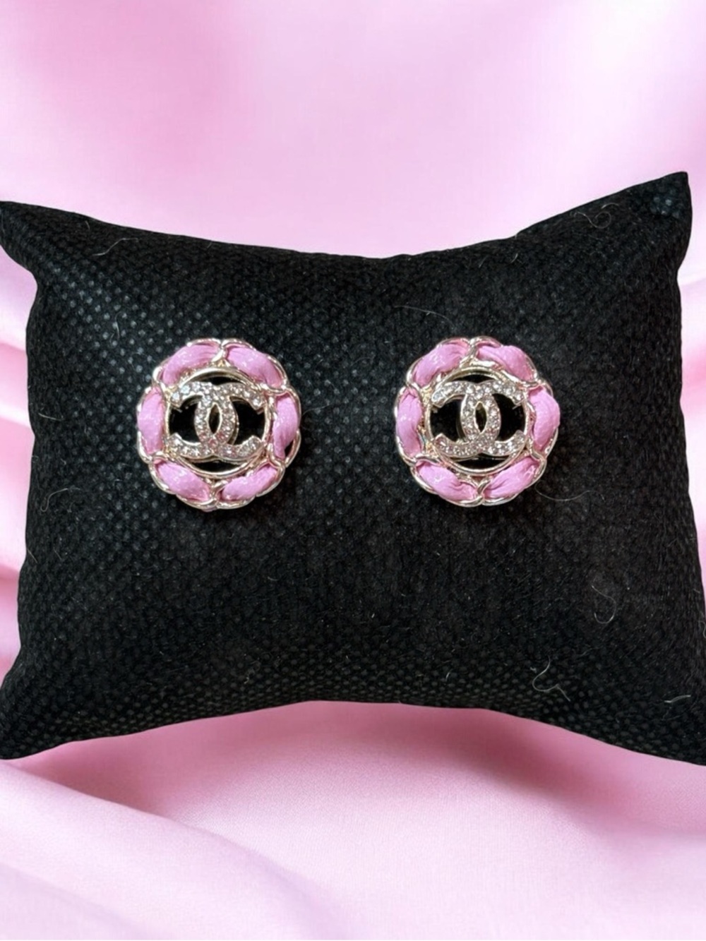 Upcycled Stamped Pink and Silver Women's Earrings